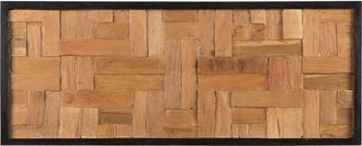 Beliani Decoraci&oacute;n De Pared De Madera Clara De Teca 40 X 100 Cm Rectangular Estilo R&uacute;stico Toluca