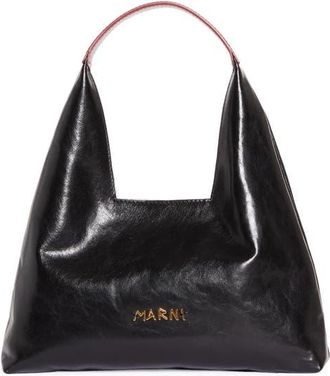 Marni Mini Leather Top Handle Bag in 00N99 Black at Nordstrom