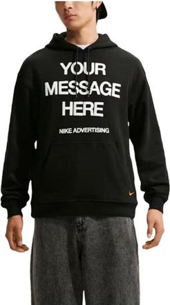 Nike Sportswear Fleece Hoodie Black White Safety Orange IO1649-010