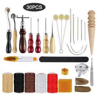 OEM Juego De 30 Herramientas Para Trabajar El Cuero: Para Zapatos, Bolsos, Cinturones, Costura, Marcado, Tratamiento, Costura Y Muescas - Crezuo
