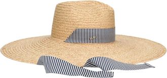 Borsalino Raffia Zijden Sjaal Hoofdband - Dames - Hoeden - Beige - 57 CM - Accessoires