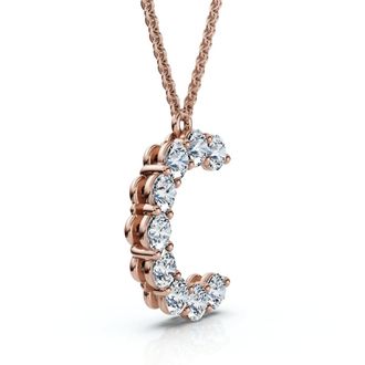 Pompeii3 1Ct Diamond Initial C Pendant 14k Gold 18 Necklace Lab Grown 5/8 Tall