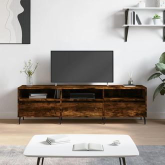 Berkfield Home TV Cabinet Smoked Oak 150x30x44.5 cm Engineered Wood in Brown
