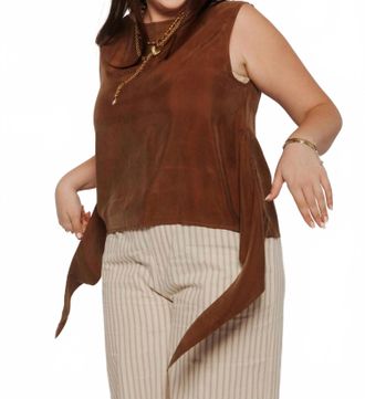 Thinking Mu Solea Sleeveless Top In Brown