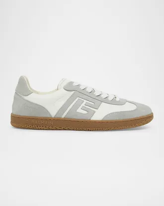 Balmain Men & apos;s Swan Leather and Suede Low-Top Sneakers