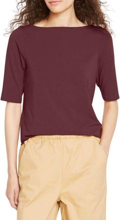 Universal Standard Bella Boatneck Stretch Pima Cotton Top in Black Cherry Red at Nordstrom, Size Xs