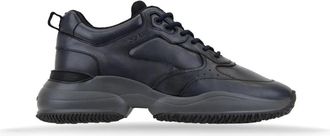 Hogan Leren Vetersneakers - Heren - Sneakers - Zwart - 39 1/2 EU - Schoenen