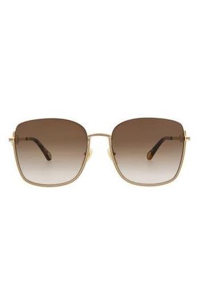 Chlo&eacute; 59mm Square Novelty Sunglasses in Gold Gold Brown at Nordstrom Rack