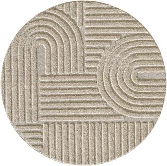 Nazar Rugs Alfombra de relieves geométricos beige redonda - d200 cm