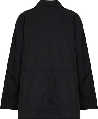 Toteme Womens Drawstring Utility Jacket Black Cotton Blend Organic Bomber