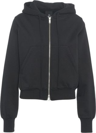 Thom Krom Cropped Black Hoodie With Adjustable Drawstring