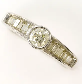 C&A White Gold Yellow White Gold (18K) Band Ring (Pre-Owned)