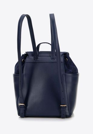 Wittchen Damesrugzak van eco-leer met stoffen inzetstuk, marineblauw