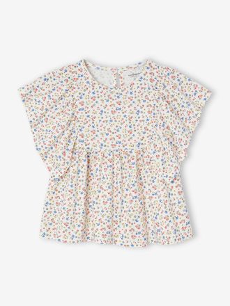 Vertbaudet M&auml;dchen Blusenshirt mit Recycling-Polyester wollwei&szlig;