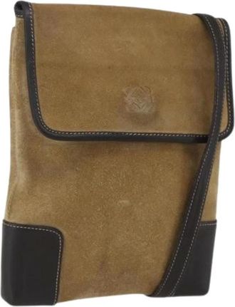 Loewe Pre-owned Cross Body Bags, female, Beige, Size: ONE SIZE Pre-owned Suede Shoulder Bag