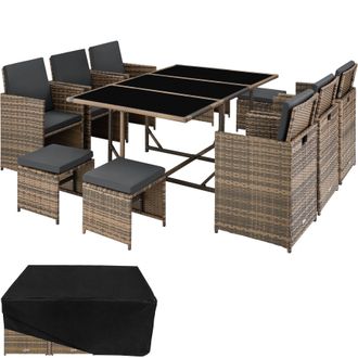 TecTake Garden Table & Chairs Malaga in Natural | Size: 2XL