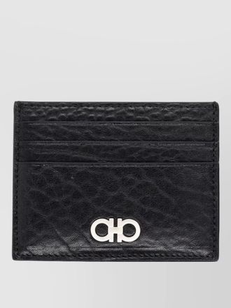 Ferragamo logo card holder textured finish design