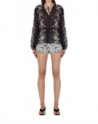 Hansen & Gretel Oliver Semi-Sheer Blouse In Moonlit Vine