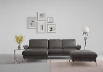 Sit&more Ecksofa »Fashion L-Form« wahlweise mit Kopfteilverstellung, Vorziehsitz, motorisch, Nickelfüsse