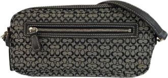 Coach Pre-owned Cross Body Bags, female, Black, Size: ONE SIZE Pre-owned Mini Signature Canvas Leather Shoulder Bag