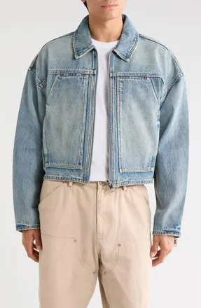 Purple Cropped Carpenter Jacket in Mid Indigo at Nordstrom Rack, Size X-Large