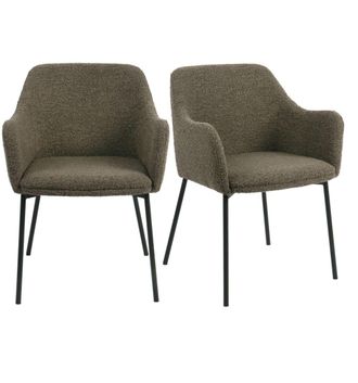 Moloo Silla de comedor de tela boucl&eacute; color topo (x2)