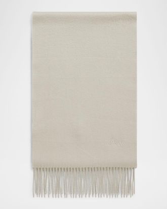 Brioni Men & apos;s Cashmere Tonal Logo Rectangle Scarf