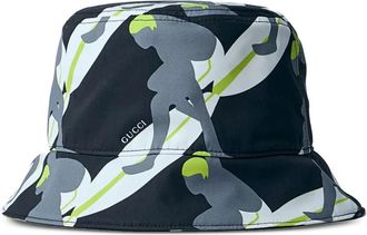 Gucci Allover Gucci vissershoed met surferprint - Zwart