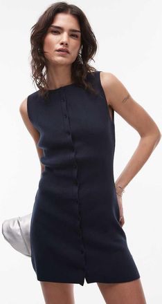 Topshop compact knit mini dress in navy