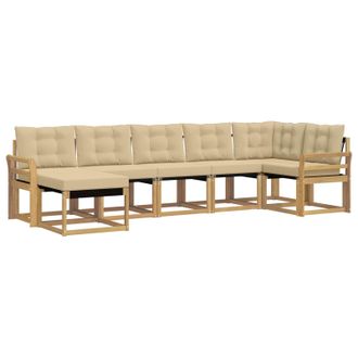 vidaXL Conjunto De Sof&aacute;s De Exterior Con Coj&iacute;n 7 Pcs Y Beige Vidaxl