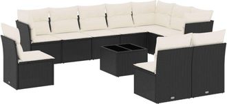 vidaXL Set De Sof&aacute;s De Jard&iacute;n 11 Pzas Y Cojines Rat&aacute;n Sint&eacute;tico Negro Vidaxl