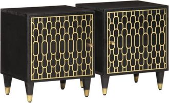 vidaXL Mesitas De Noche 2 Uds Madera Maciza De Mango 40x33x46 Cm Vidaxl