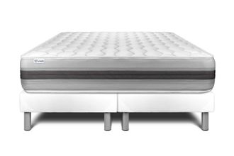 VITALIT Vitalit - Base Tapizada Blanco + Colch&oacute;n Con Muelles Y Viscoel&aacute;stica 2x100x200