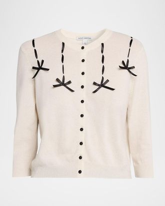 Autumn Cashmere Bow-Embellished Cashmere Cardigan