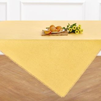Solino Home Linen Table Throw - Fringe, 52 x 52, 52 x 52 in Marigold Yellow at Nordstrom, Size Small