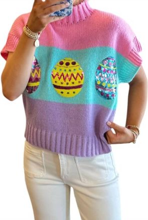 Bibi Easter Egg Sequin Top In Multi