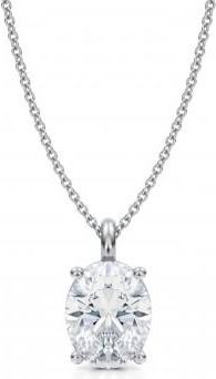Allurez Oval Lab Diamond 4-Prong Necklace 14K White Gold (2.50ct)