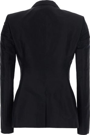 Gucci Womens Single-Breasted Jacket Black Silk Blazers