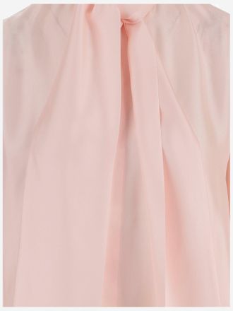 SA SU PHI Womens Silk Shirt With Bow Pink