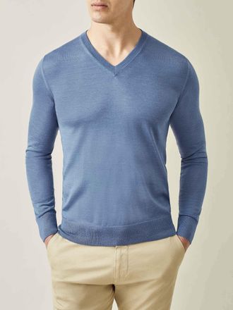 Luca Faloni Azure Silk-Cashmere V Neck