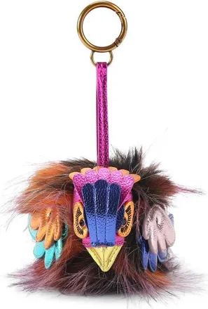 Kurt Geiger Pompom Bird Bag Charm in Brown Multi at Nordstrom