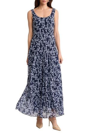 Jones New York Spring Print Sleeveless Maxi Dress in Pacific Navy /Natural White at Nordstrom, Size X-Large P