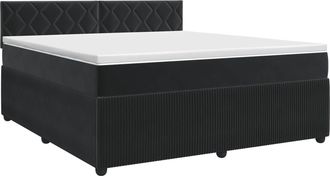 vidaXL Cama Box Spring Con Colch&oacute;n Negro 140 X 190 Cm Terciopelo Vidaxl
