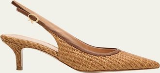 Gianvito Rossi Marbella Raffia Slingback Pumps