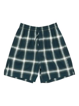 Acne Studios checked elastic-waist shorts - men - Cotton - 52 - Green