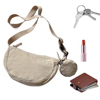 Generic Small Crescent Bag - Stylish Sling Shoulder | Casual Compact Storage Pack Nylon Purse Tote Lightweight Travel Work School Date Shopping Daily Accessor