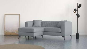HOME AFFAIRE Ecksofa »MATTHEW L-Form ideal für kleine Räume, Masse B/T/H: 201/162/74 cm« elegantes Designsofa, feine Steppung im Rücken, incl. Zierkissen