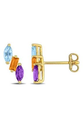 Delmar Multistone Diagonal Stud Earrings in Gold Multi at Nordstrom Rack