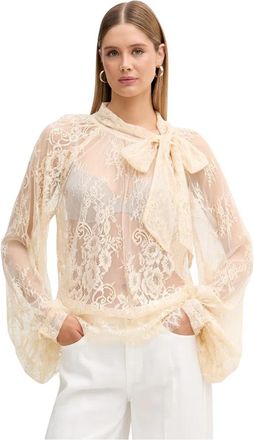 Vicolo Bloesem met bloemenkant - Dames - Blouses - Beige - M - Polyester - Overhemden