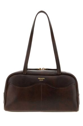 Prada Brown Logo Large Shoulder Bag